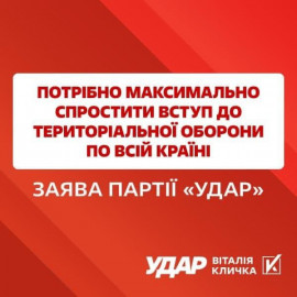 «УДАР Віталія Кличка»: Потрібно максимально спростити вступ до територіальної оборони