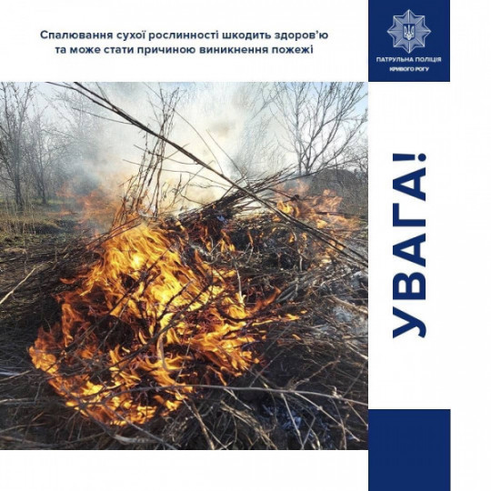 Не паліть суху траву та листя — це шкодить здоров’ю і карається законом