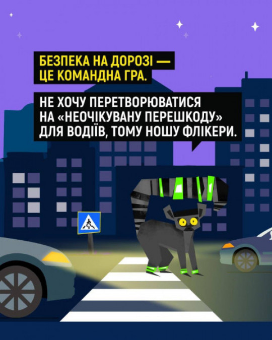 МВС закликає громадян бути помітними на дорозі: флікери рятують життя